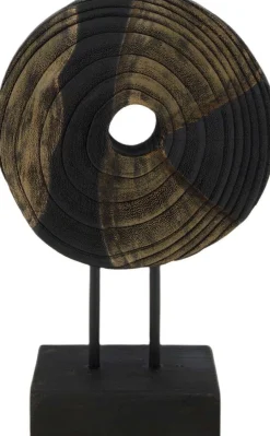 Statue round paulownia wood 18x9x29cm Zwart