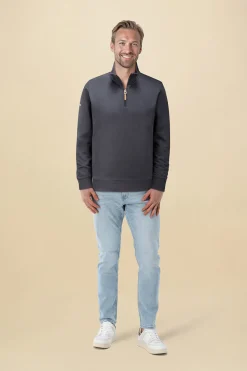 Sweater Core Logo Henley Blauw