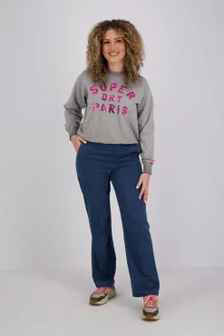 Sweater Embellished Varsity Grijs