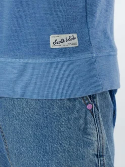 Sweater Garment dye structured Blauw