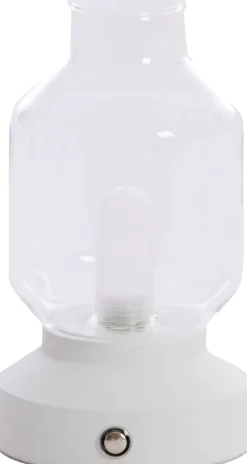 Tafellamp LED Ø11x19 cm MEREY glas helder+crème Wit