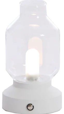 Tafellamp LED Ø11x19 cm MEREY glas helder+crème Wit
