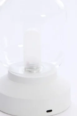Tafellamp LED Ø11x19 cm MEREY glas helder+crème Wit