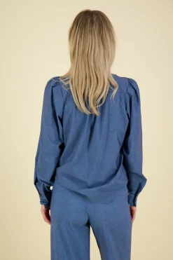 Top Les Denim Blauw