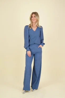 Top Les Denim Blauw