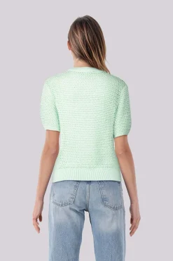 Top Pointelle Crochet Groen