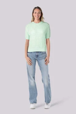 Top Pointelle Crochet Groen