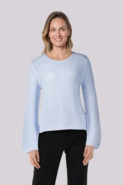 Trui Pointelle Crochet Open Blauw