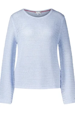 Trui Pointelle Crochet Open Blauw