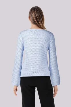 Trui Pointelle Crochet Open Blauw