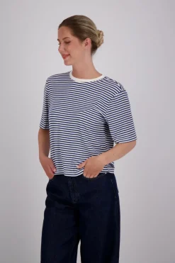 T-shirt Jana Streep Blauw