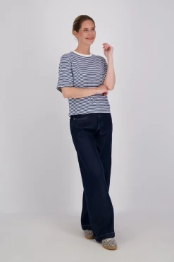 T-shirt Jana Streep Blauw