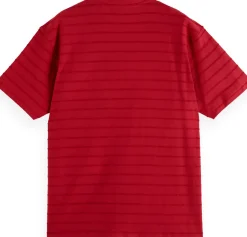 T-shirt Towelling Striped Rood